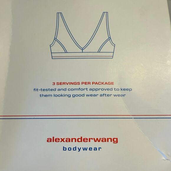 3 pk Alexander Wang bralette triangle ribbed jersey V neck monogram band S small - Picture 9 of 13